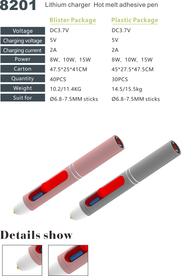 Lithium-ion rechargeable hot-melt glue pen